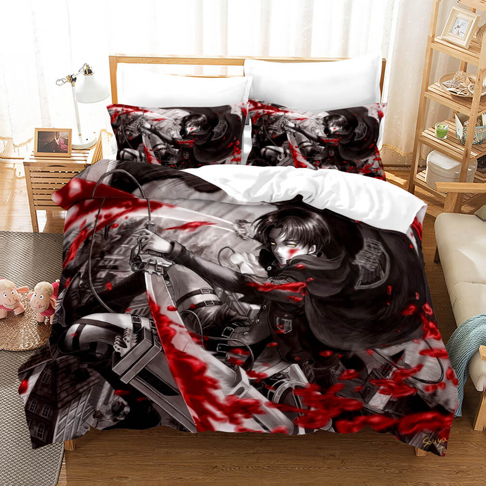 AnimeAttackonTitanBeddingSetDuvetCoversComforterBedSheets 8