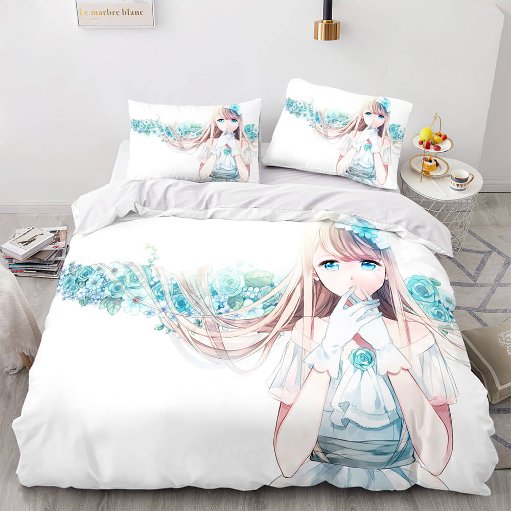 AnimeCuteGirlsCosplayComforterBeddingSetsDuvetCoverBedSheets 9