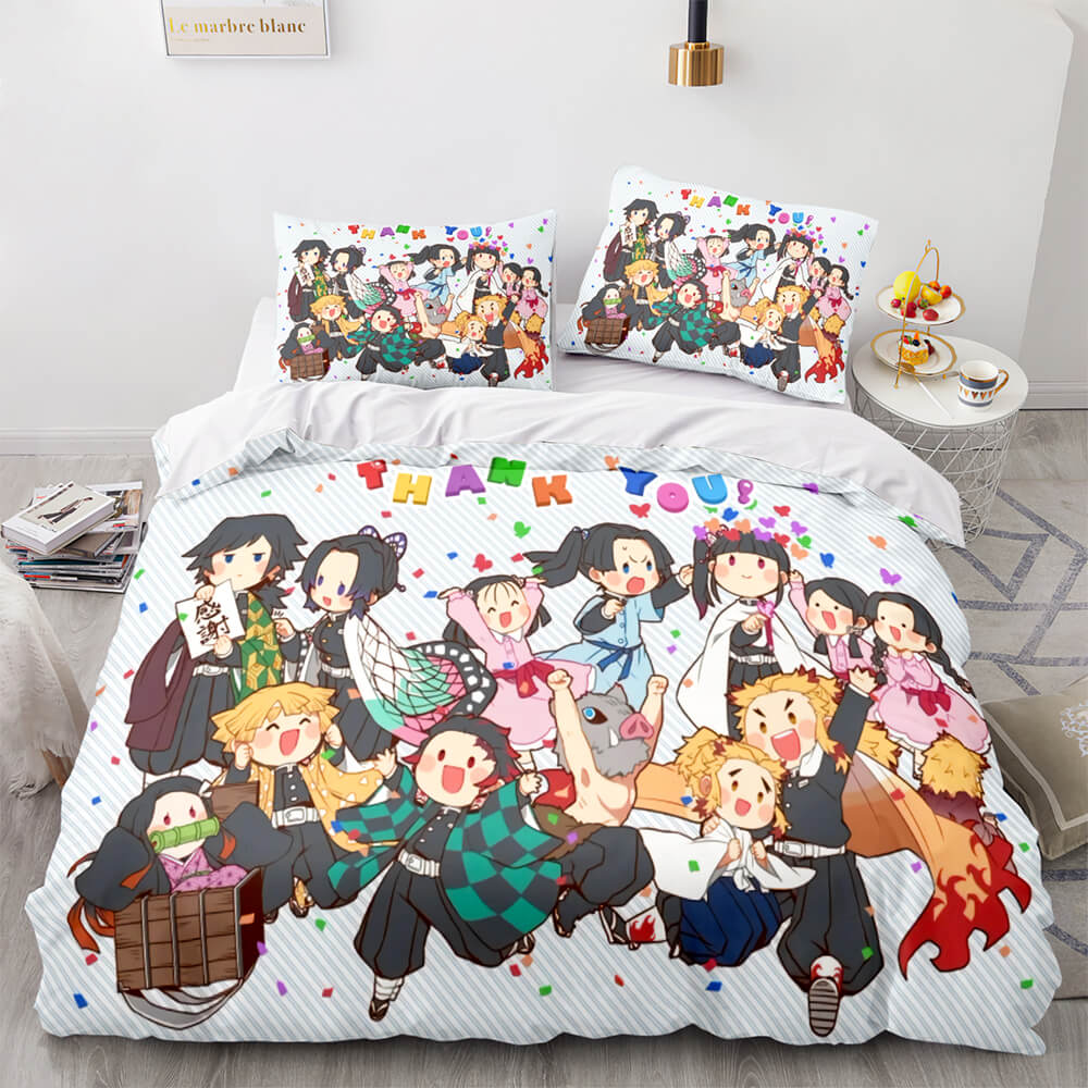 AnimeDemonSlayerCosplay3PieceBeddingSetDuvetCoversBedSheets 10