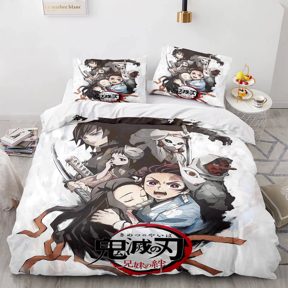 AnimeDemonSlayerCosplay3PieceBeddingSetDuvetCoversBedSheets 11