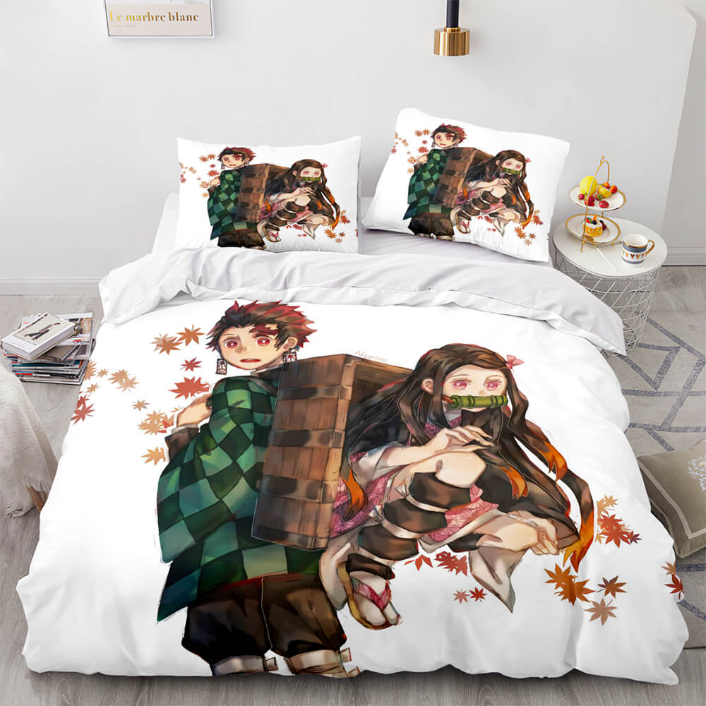 AnimeDemonSlayerCosplay3PieceBeddingSetDuvetCoversBedSheets 2