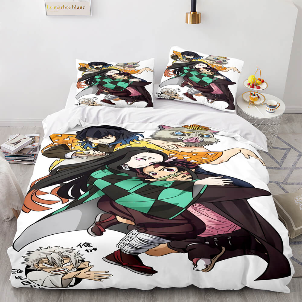 AnimeDemonSlayerCosplay3PieceBeddingSetDuvetCoversBedSheets 3