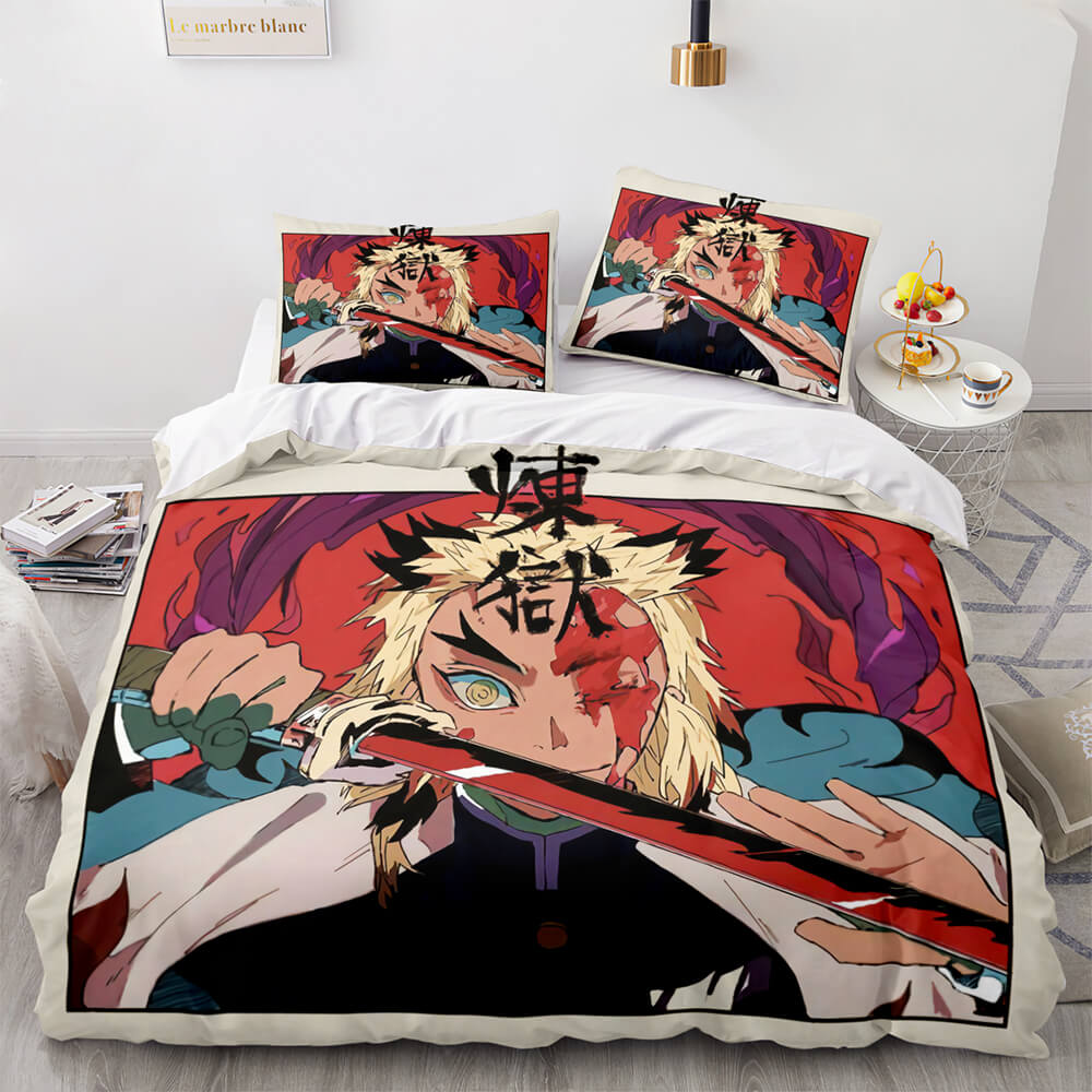 AnimeDemonSlayerCosplay3PieceBeddingSetDuvetCoversBedSheets 4