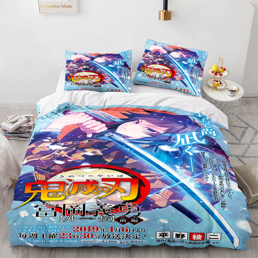 AnimeDemonSlayerCosplay3PieceBeddingSetDuvetCoversBedSheets 5