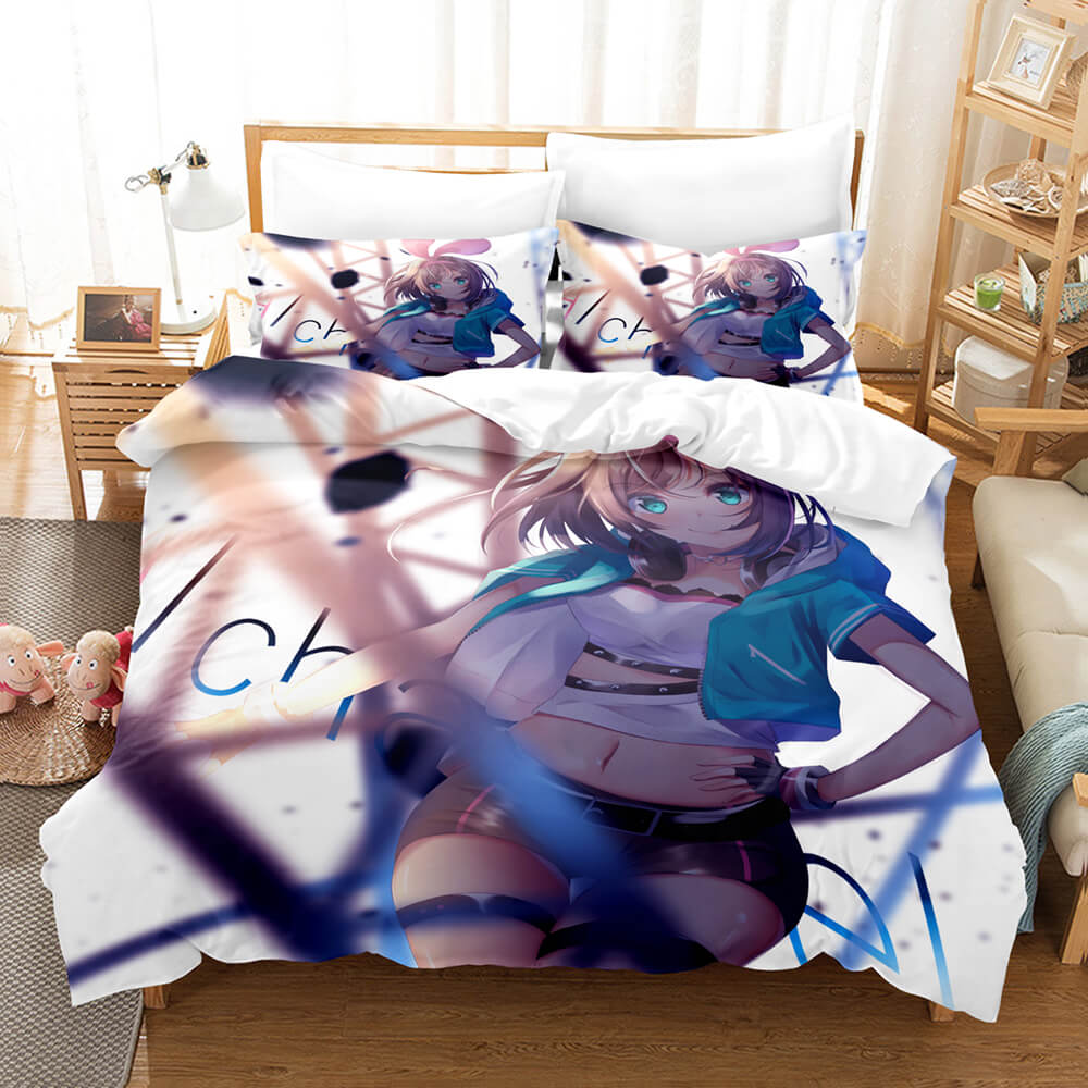 AnimeKizunaAICosplayBeddingSetDuvetCoversComforterBedSheets 2