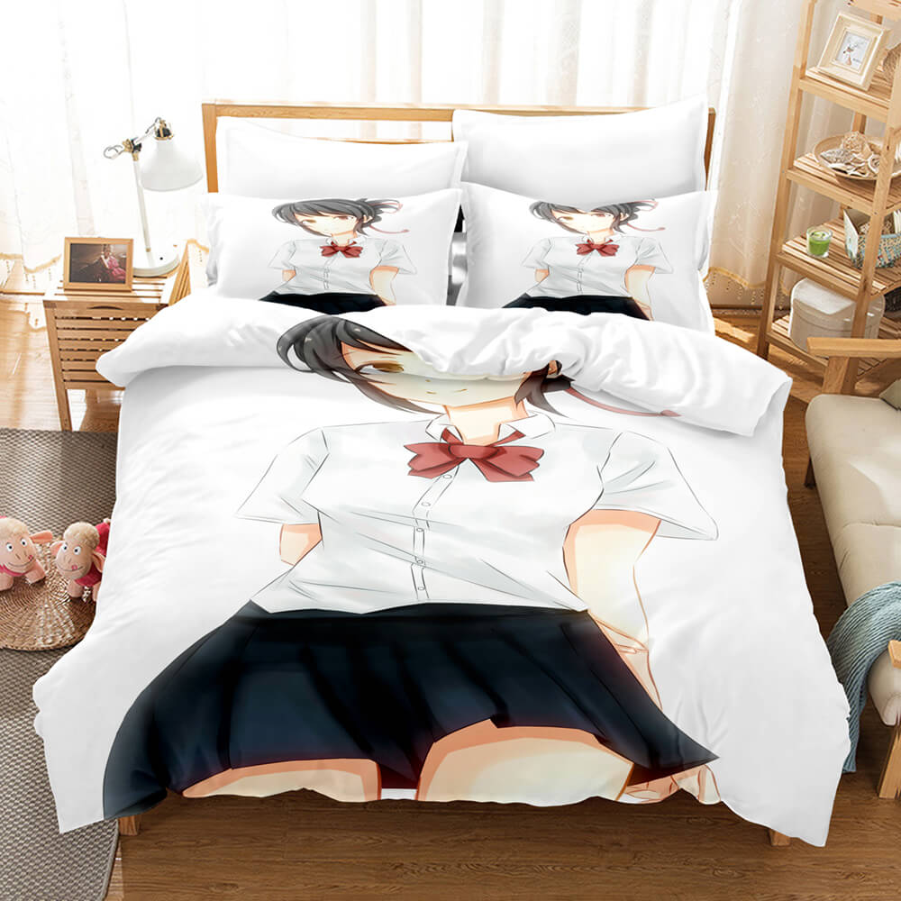 AnimeKizunaAICosplayBeddingSetDuvetCoversComforterBedSheets 4