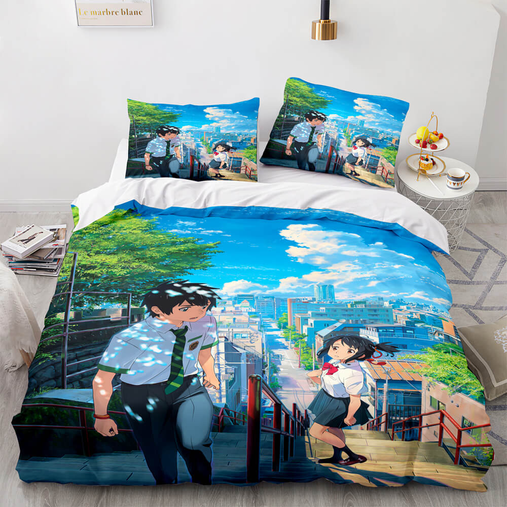 AnimeYourName3 PieceBeddingSetsDuvetCoversComforterBedSheets 4