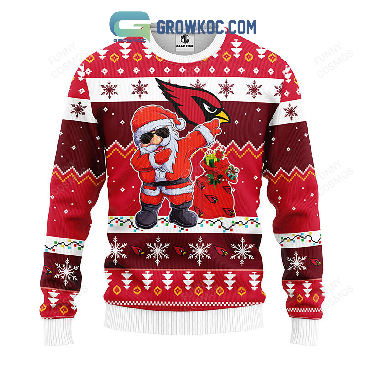 Arizona Cardinals Dabbing Santa Claus Christmas Ugly Sweater2B1 i7ss3