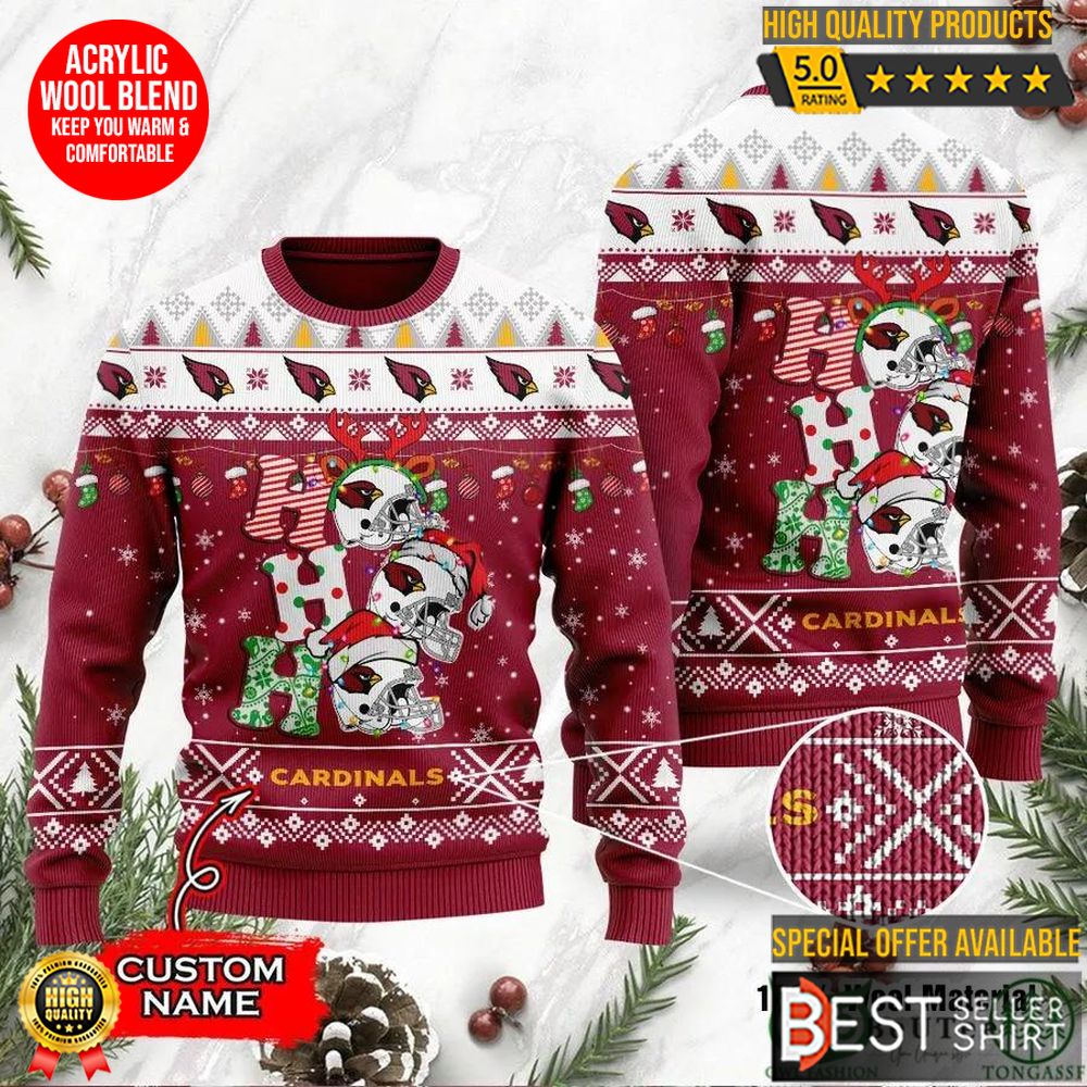 Arizona Cardinals Football Logo Hohoho Christmas Ugly Sweater Personalized Shirt 1