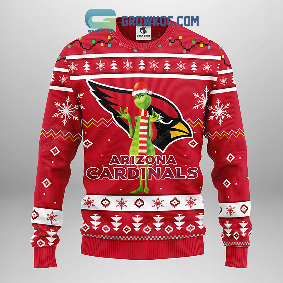 Arizona Cardinals Funny Grinch Christmas Ugly Sweater2B1 hZG3T