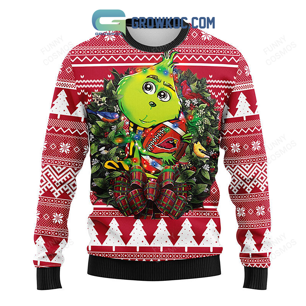 Arizona Cardinals Grinch Hug Football Christmas Ugly Sweater2B1 V9dSx