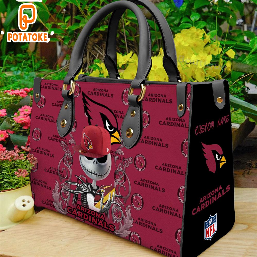 Arizona Cardinals NFL Jack Skellington Women Leather Hand Bag