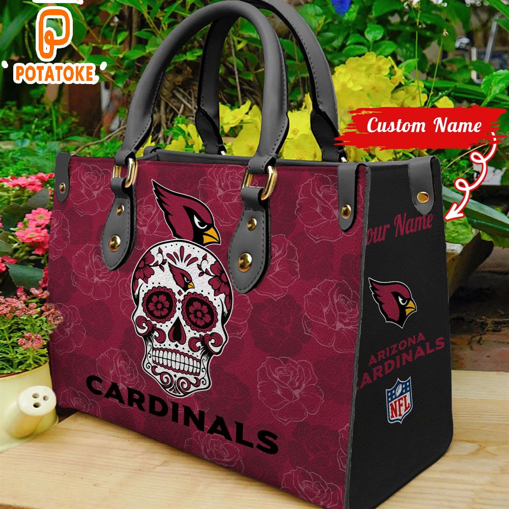 Arizona Cardinals NFL Team Sugar Skull Women Leather Hand Bag