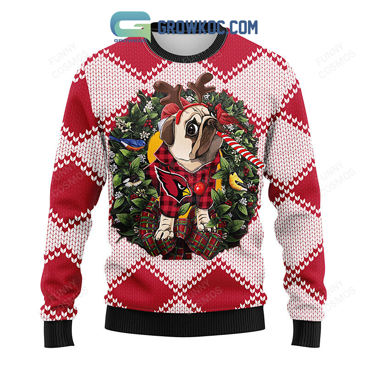 Arizona Cardinals Pub Dog Christmas Ugly Sweater2B1 I9Bkf