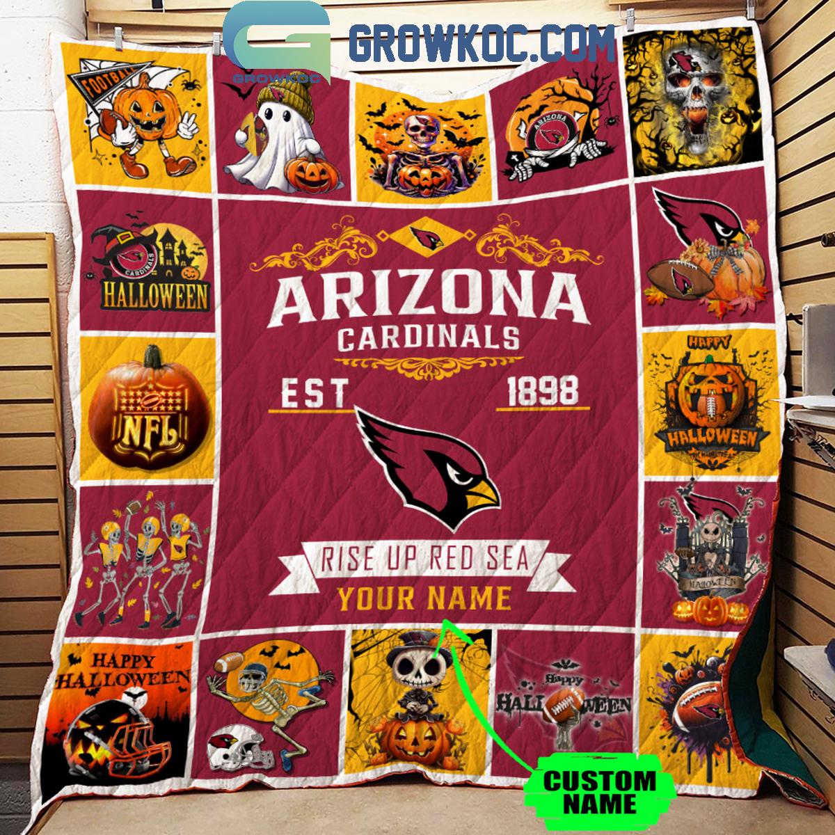 Arizona Cardinals Rise Up Red Sea Est. 1898 Personalized Fleece Blanket Quilt 1 ung2o