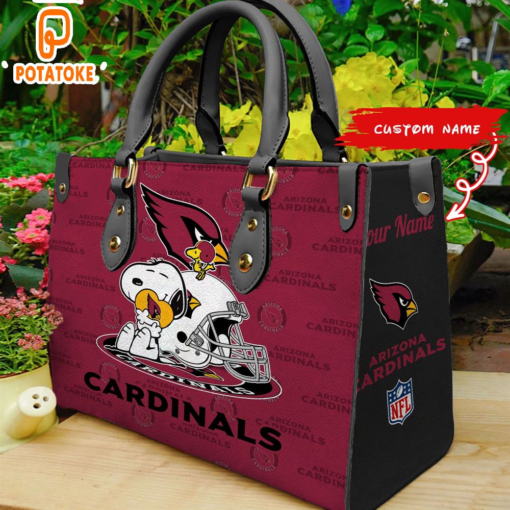 Arizona Cardinals Snoopy Women Leather Hand Bag