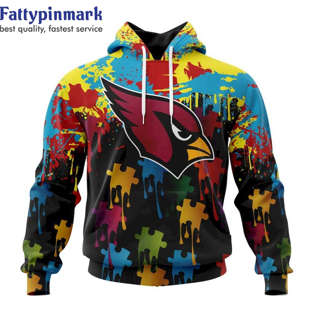 Arizona Cardinals Special Autism Awareness Custom Name Hoodie 3D All Over Prints Gift for Fans 1