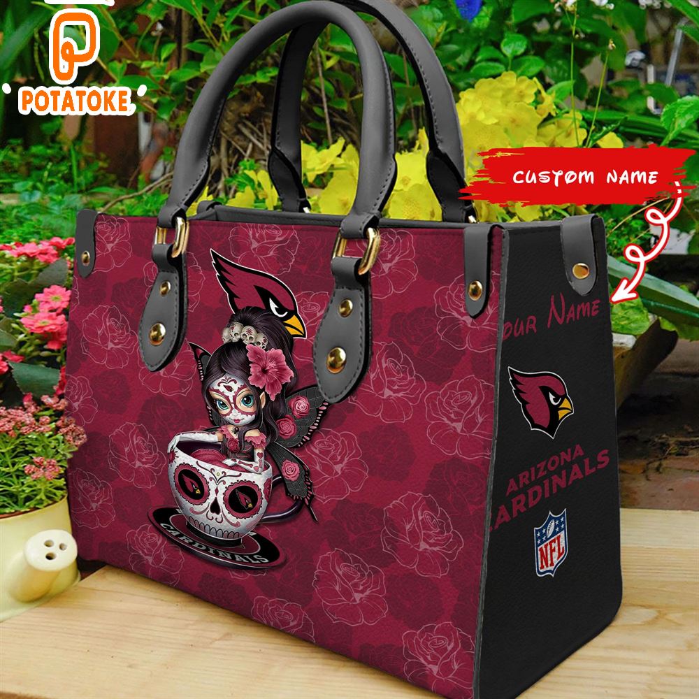 Arizona Cardinals Sugar Skull Girl Women Leather Hand Bag