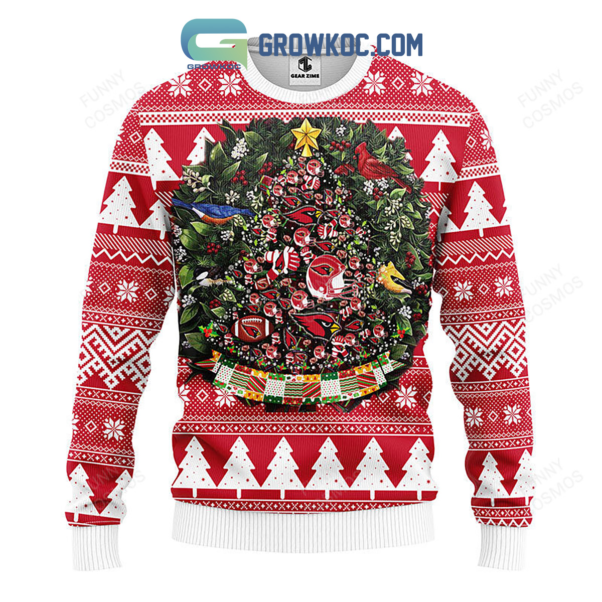 Arizona Cardinals Tree Ball Christmas Ugly Sweater2B1 xcmnm