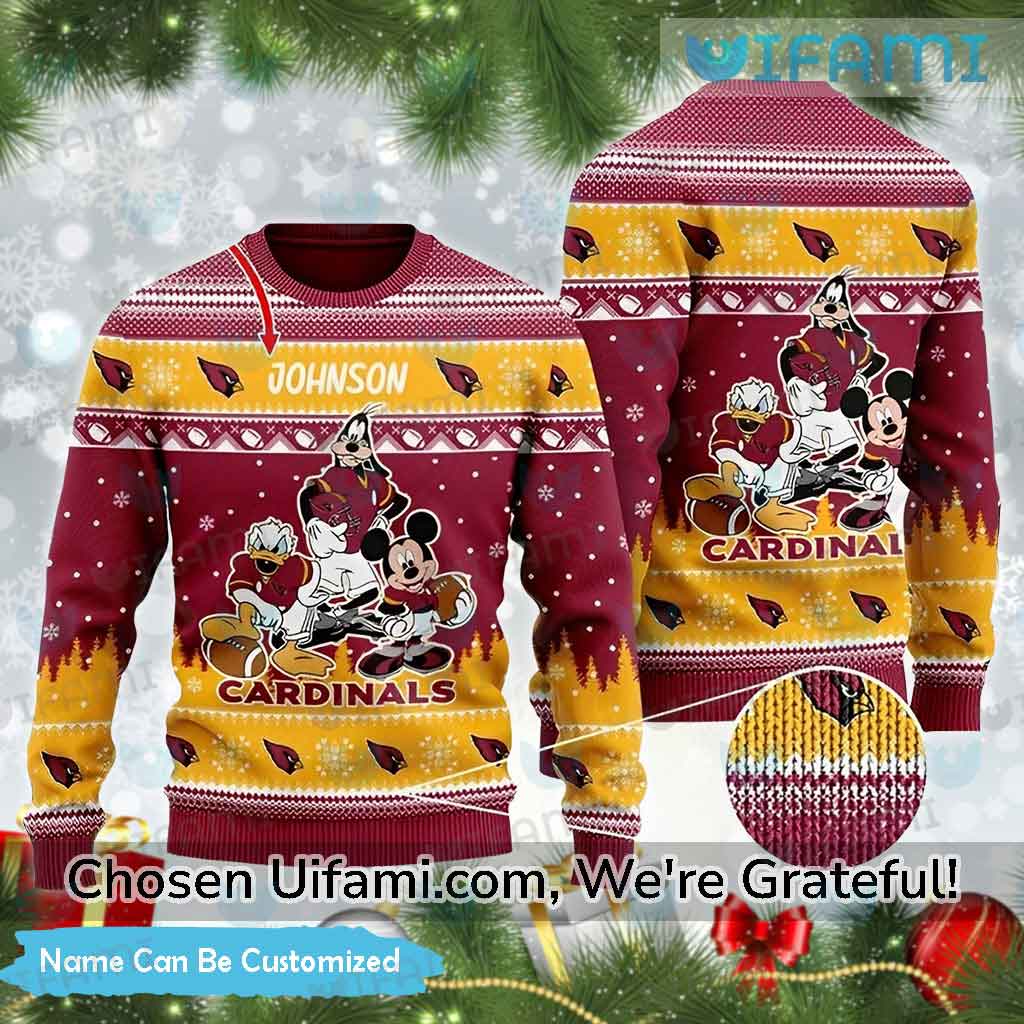 Arizona Cardinals Ugly Christmas Sweater Personalized Mickey Goofy Donald Gift Best selling