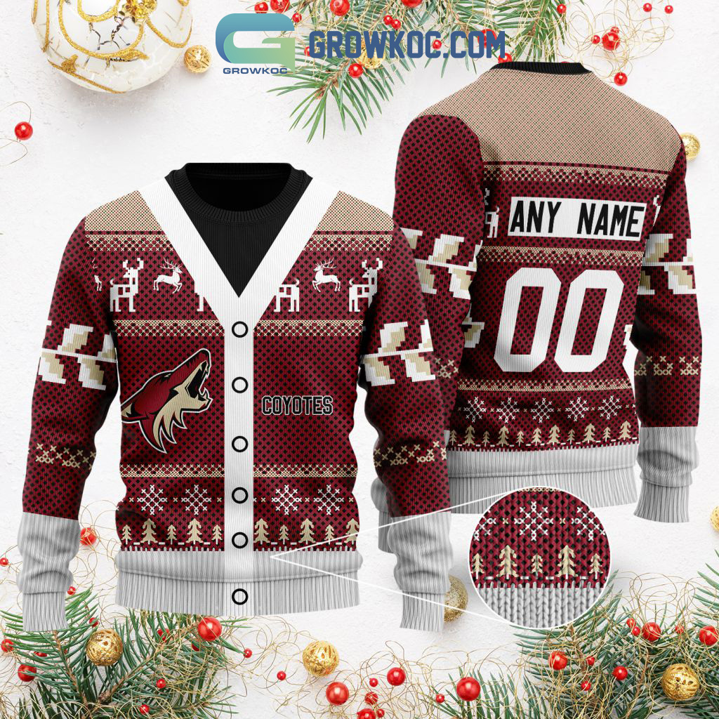 Arizona Coyotes Supporter Custom Name Number Christmas Holiday Ugly Sweater2B0 Ih4bB