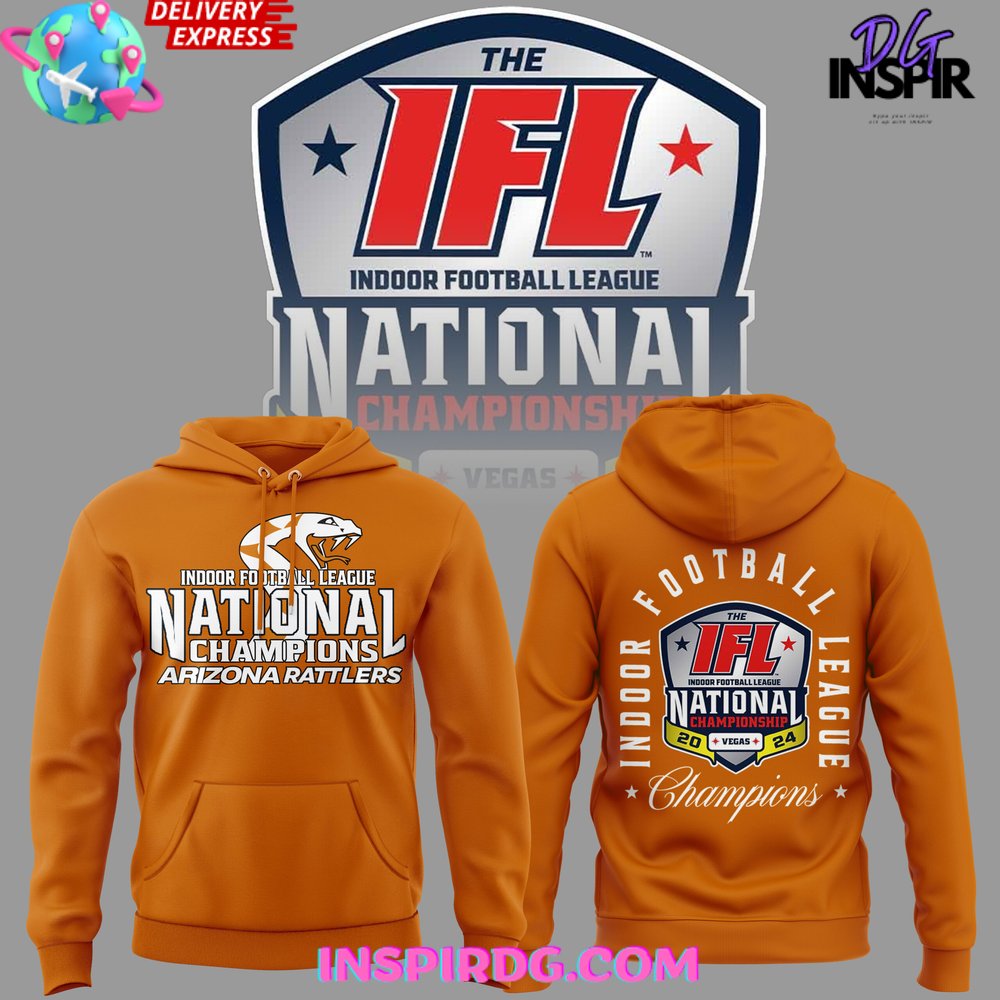 Arizona Rattlers 2024 IFL National Champions Orange Hoodie 1