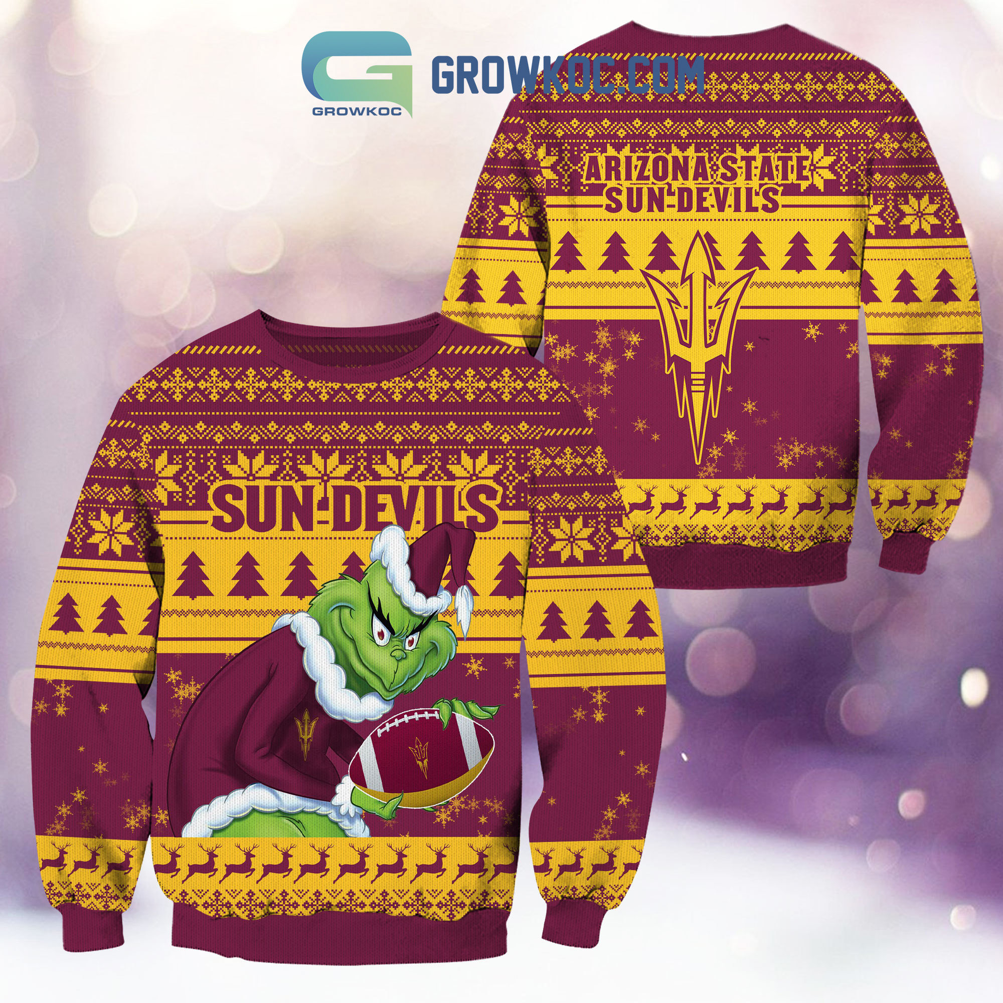 Arizona State Sun Devils Grinch NCAA Christmas Ugly Sweater2B1 dlwe6