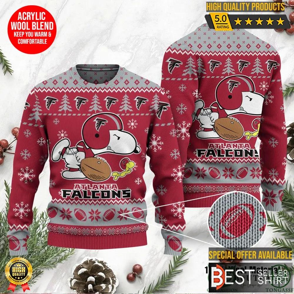 Atlanta Falcons Logos American Football Snoopy Dog Christmas Ugly Sweater 1