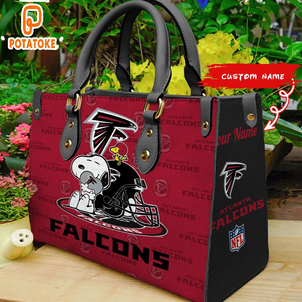 Atlanta Falcons Snoopy Women Leather Hand Bag