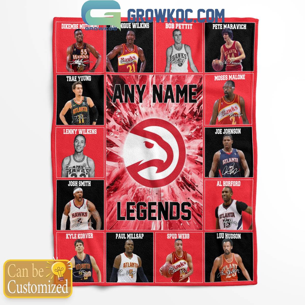 Atlanta Hawks Legends 2024 Fan Personalized Fleece Blanket Quilt 1 G2cai