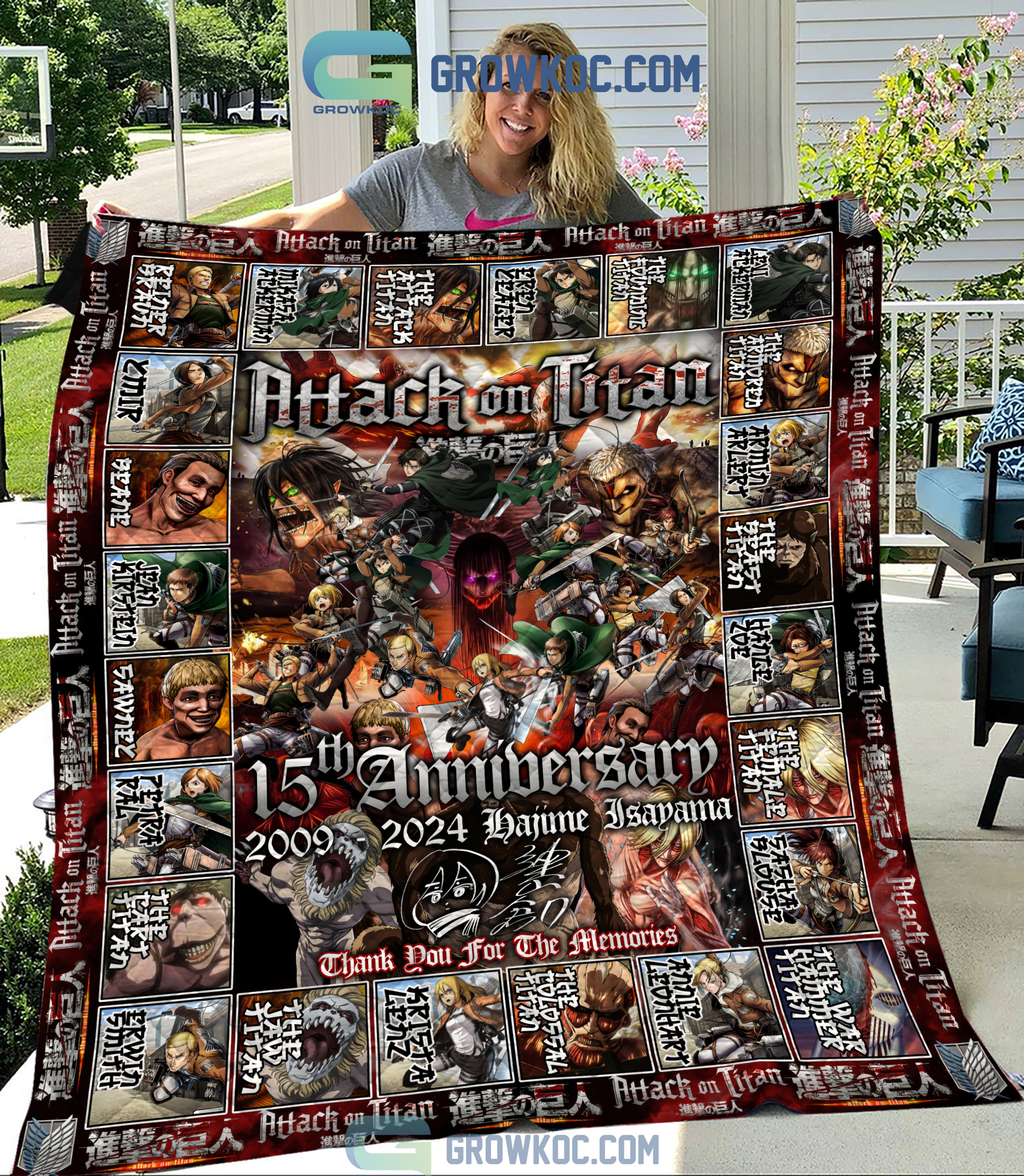 Attack On Titan 15th Anniversary 2009 2024 Memories Fleece Blanket Quilt2B1 xwdUg