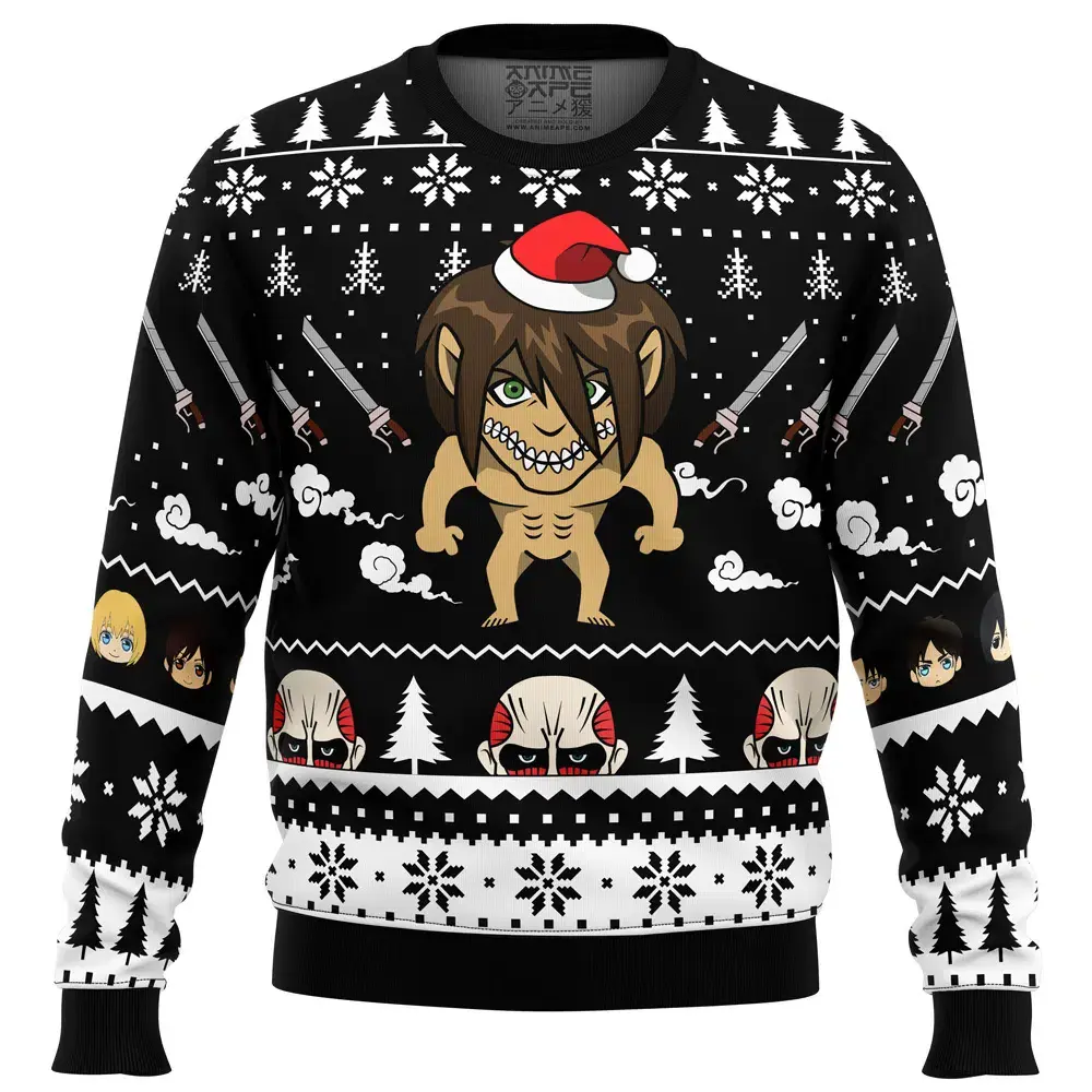 Attack Titan Attack On Titan Ugly Christmas Sweater FRONT mockup