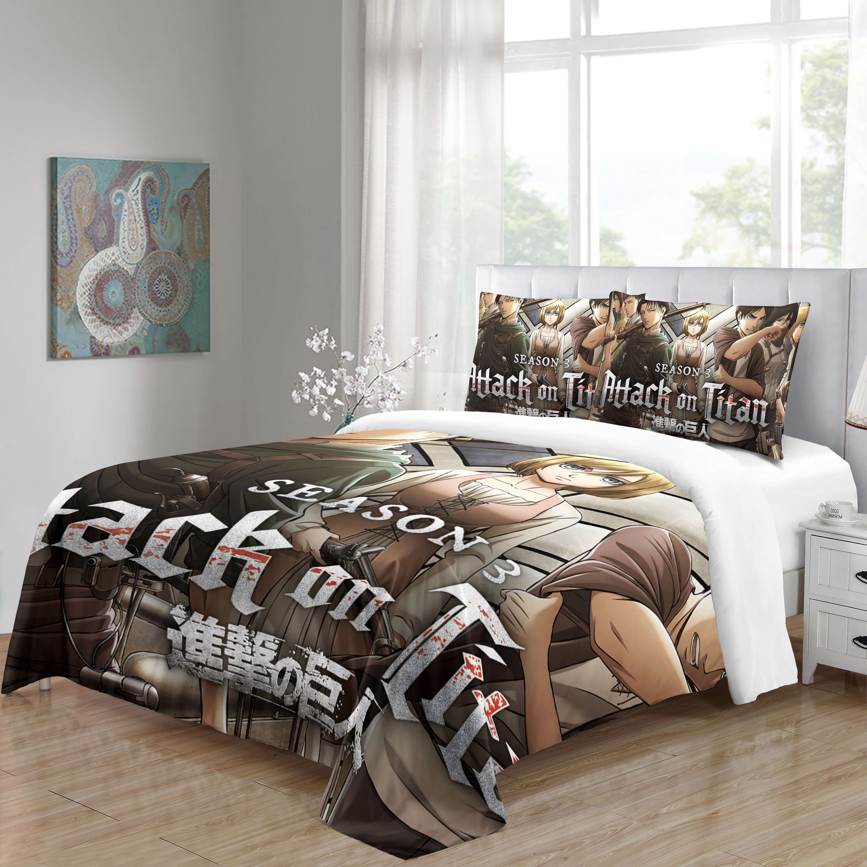 AttackonTitanCosplayBeddingSetsComforterDuvetCoversSheets 1