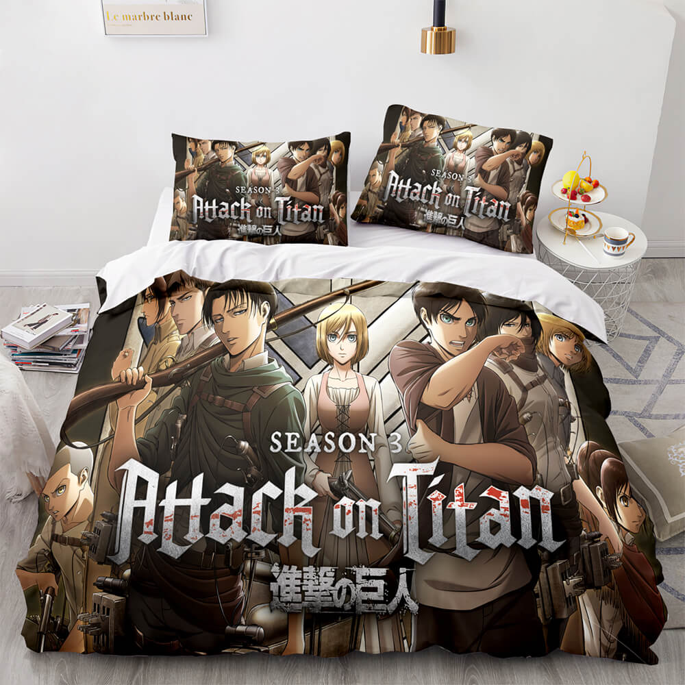 AttackonTitanCosplayBeddingSetsComforterDuvetCoversSheets 3