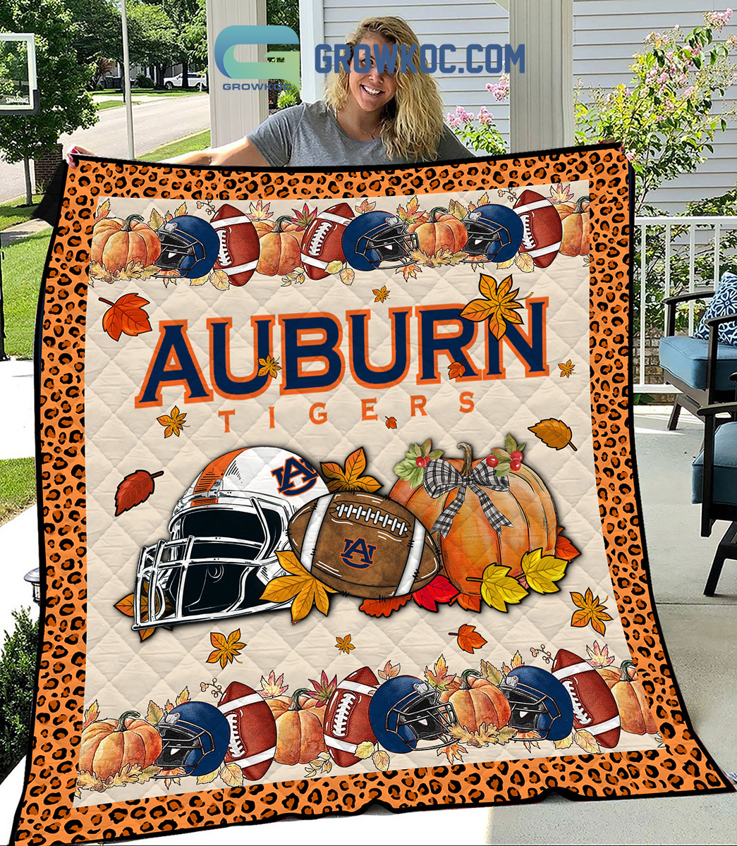 Auburn Tigers NCAA Football Welcome Fall Pumpkin Halloween Fleece Blanket Quilt2B1 3b6zr