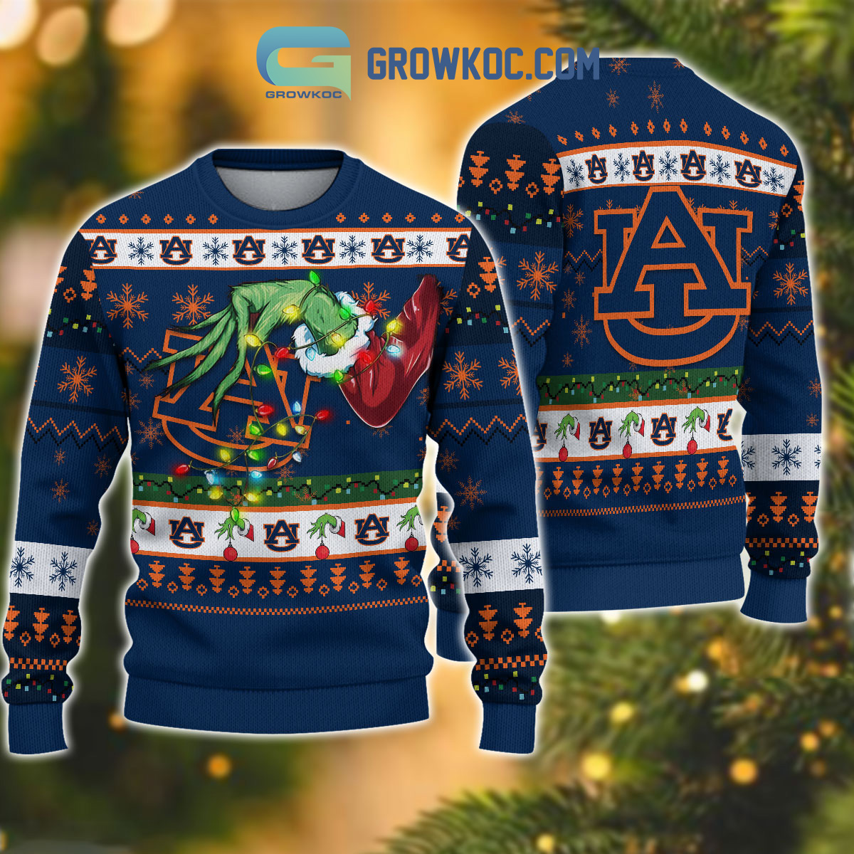 Auburn Tigers NCAA Grinch Christmas Ugly Sweater2B1 YRFEm