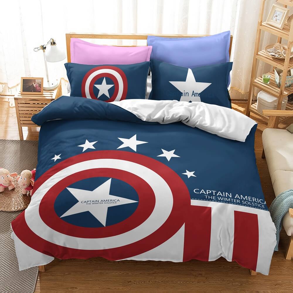 AvengersIronmanCaptainAmericaBeddingSetDuvetCoverBedSheets 4