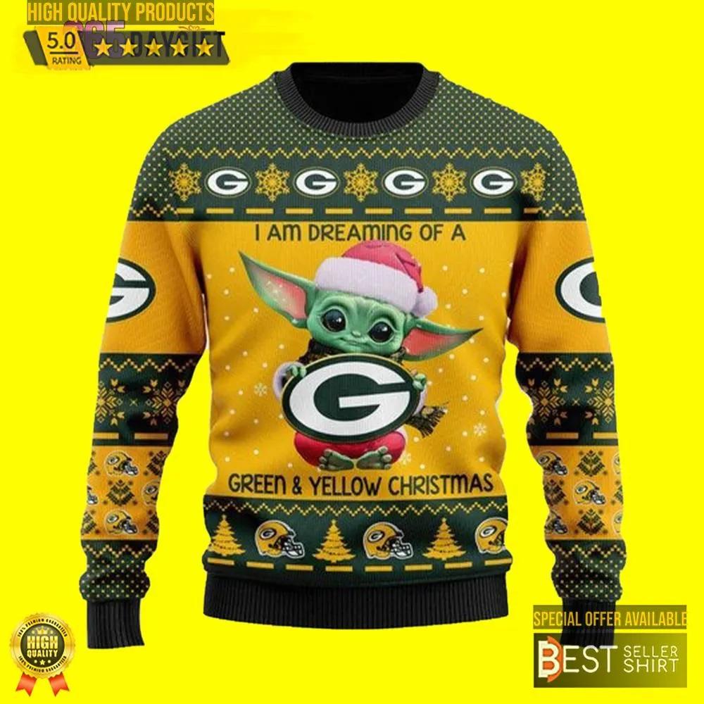 Baby Yoda Green Bay Packers Ugly Christmas Sweater 1