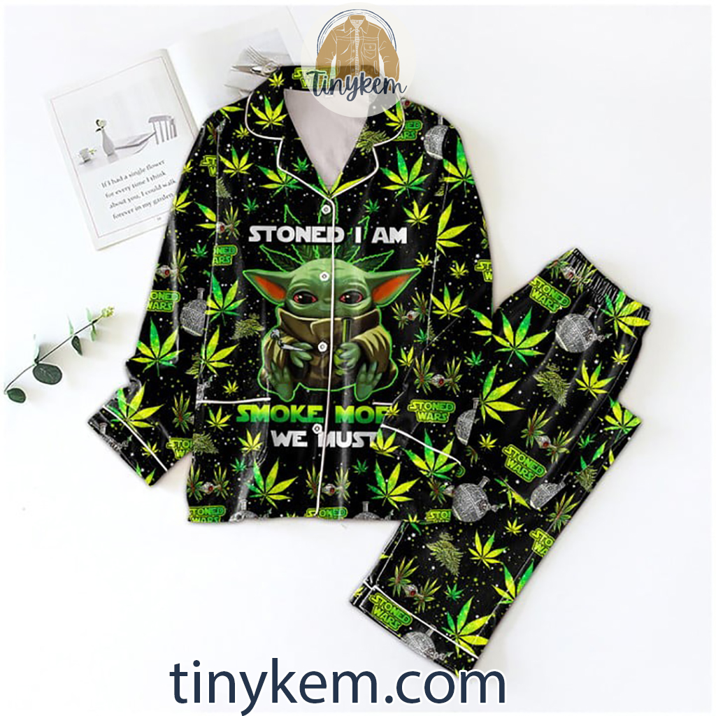 Baby Yoda Stoned I Am Smoke More We Must Pajamas Set2B1 b42XI