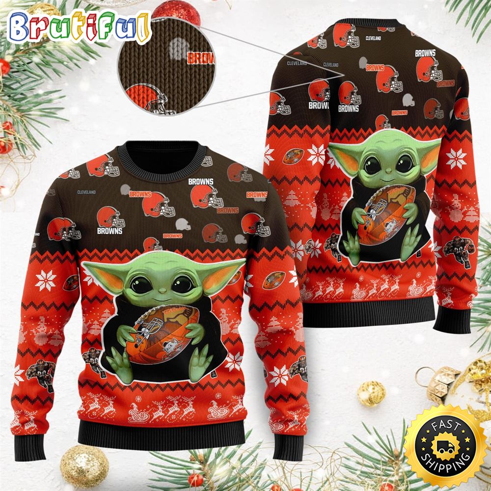 Baby Yoda Cleveland Browns American Football Ugly Christmas Sweater