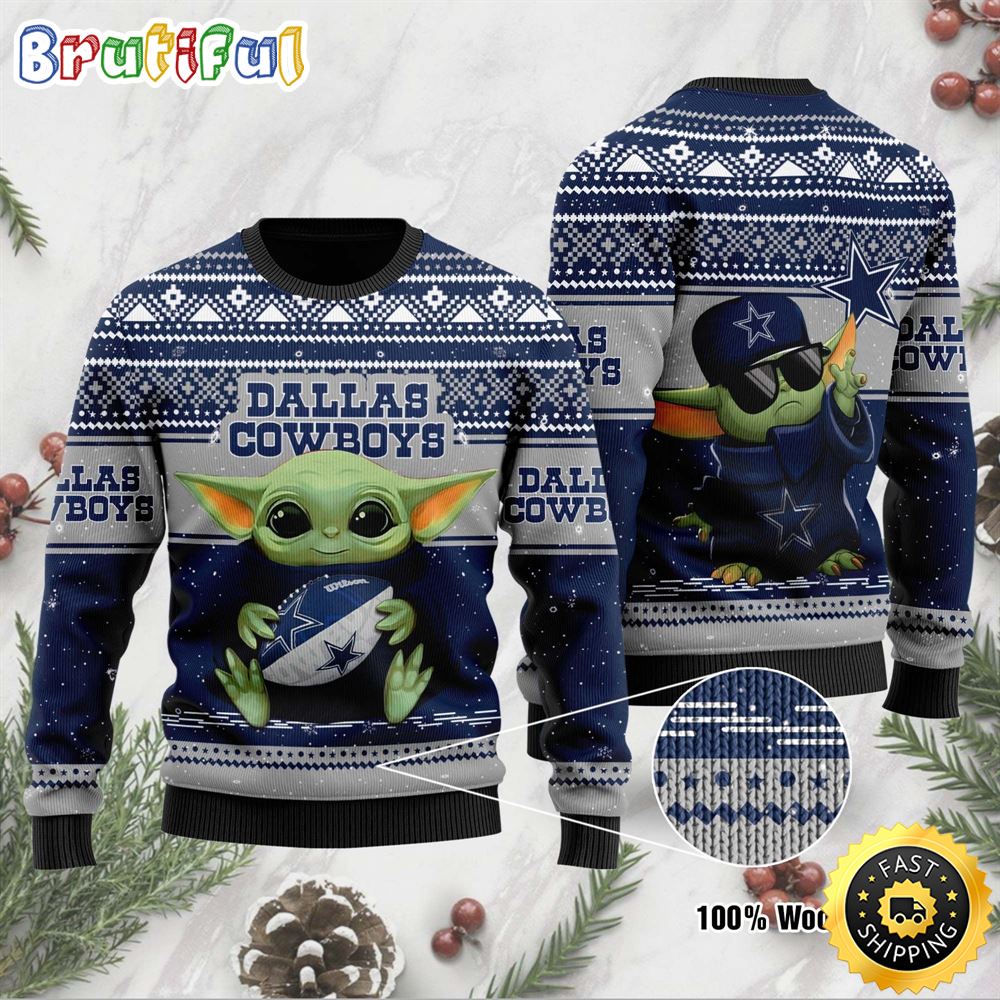 Baby Yoda Dallas Cowboys NFL Christmas Ugly Sweater rvscsz