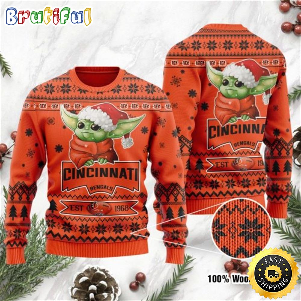 Baby Yoda Grogu Cincinnati Bengals Christmas Sweater