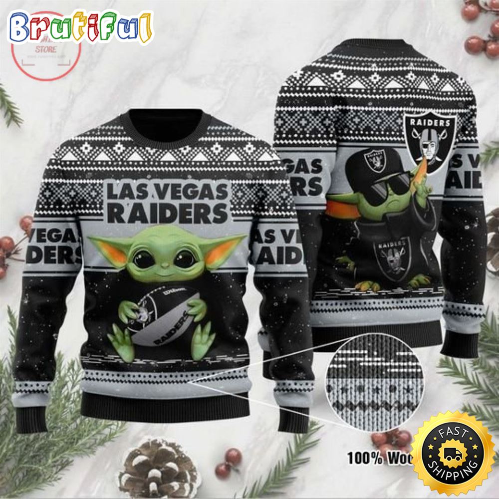 Baby Yoda Las Vegas Raiders Ugly Christmas Sweater