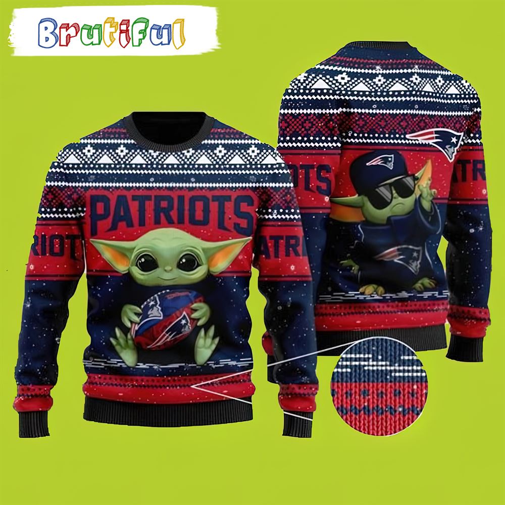 Baby Yoda Take Logo New England Patriots Yoda Christmas Sweater