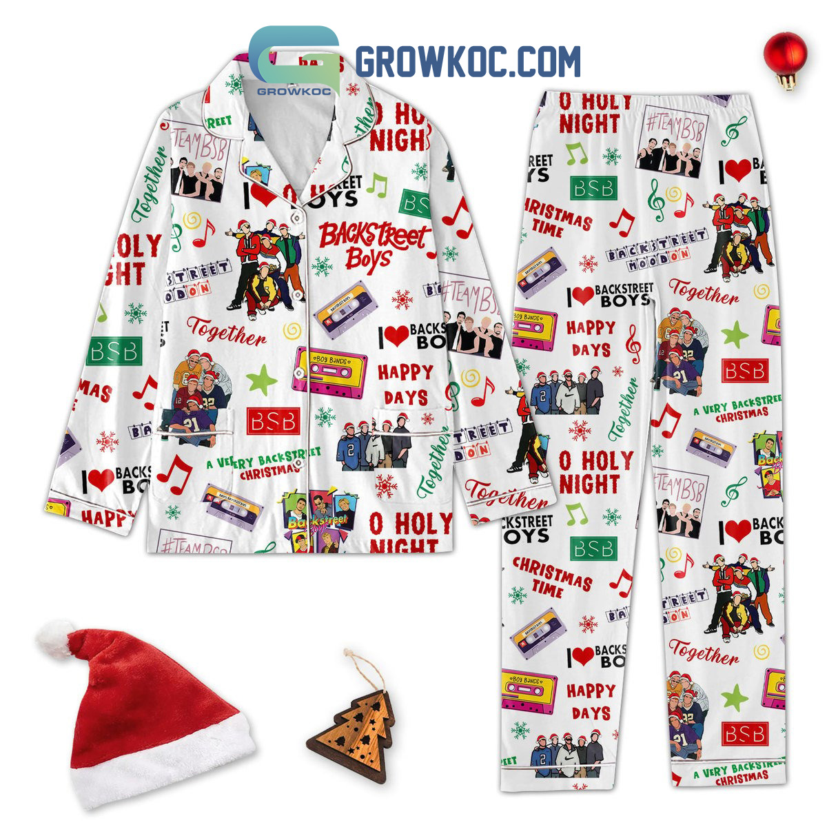 Backstreet Boys A Very Backstreet Christmas Happy Holiday Polyester Pajamas Set2B1 pfqM3