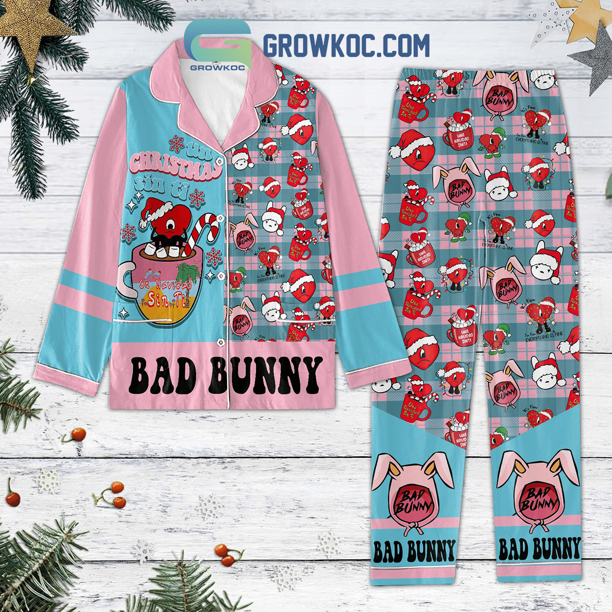 Bad Bunny Un Christmas Sin Ti Pajamas Set2B1 Y18aw