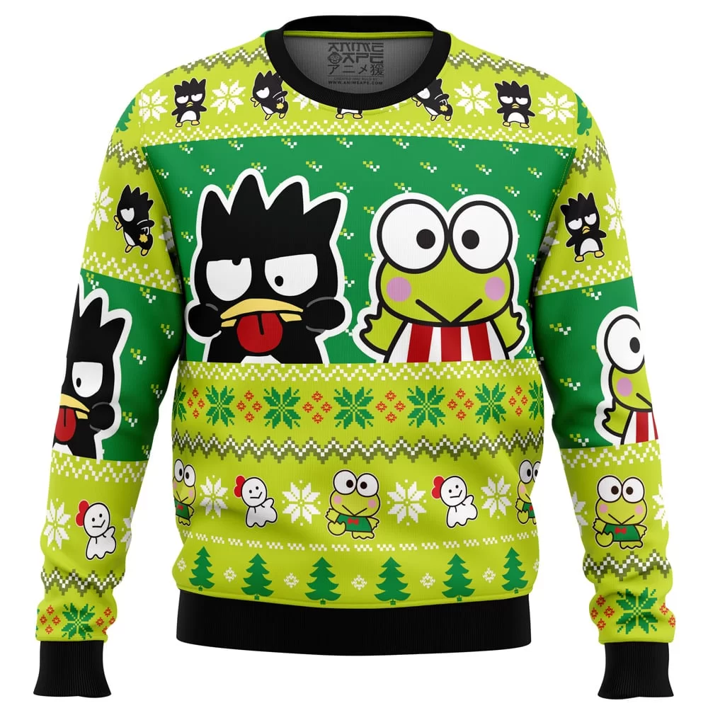 Badtz Maru and Keroppi S Ugly Christmas Sweater FRONT mockup