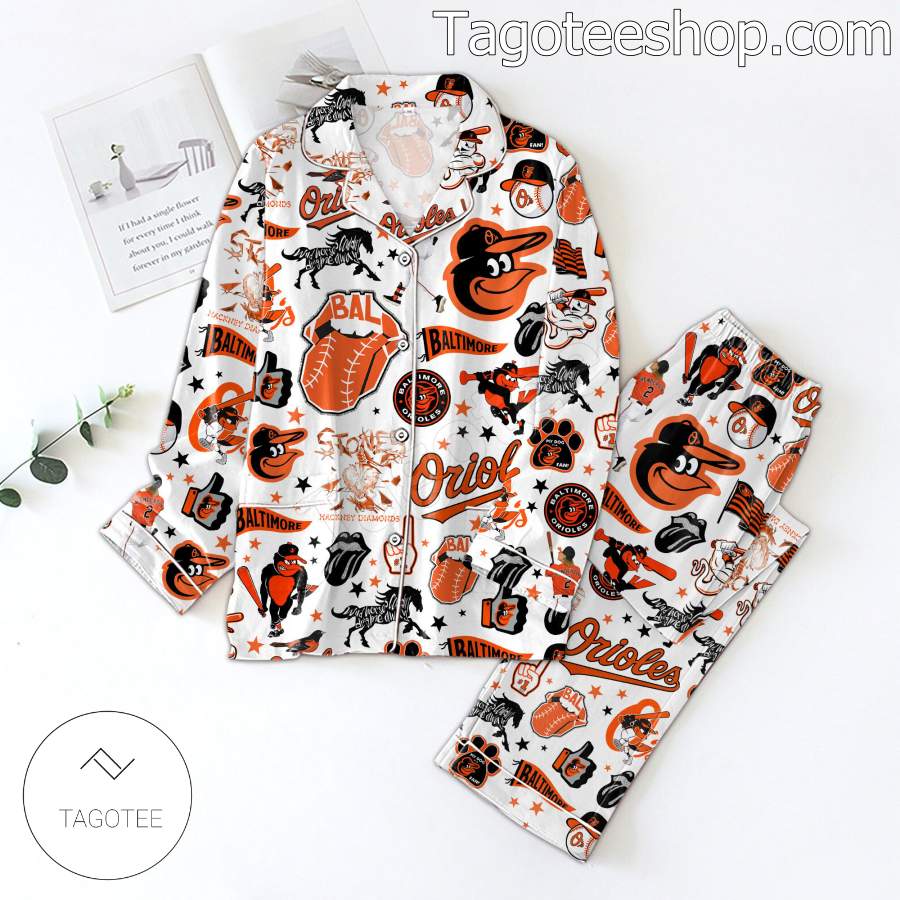 Baltimore Orioles Love Pattern Womens Pajamas Set 5c0043 0