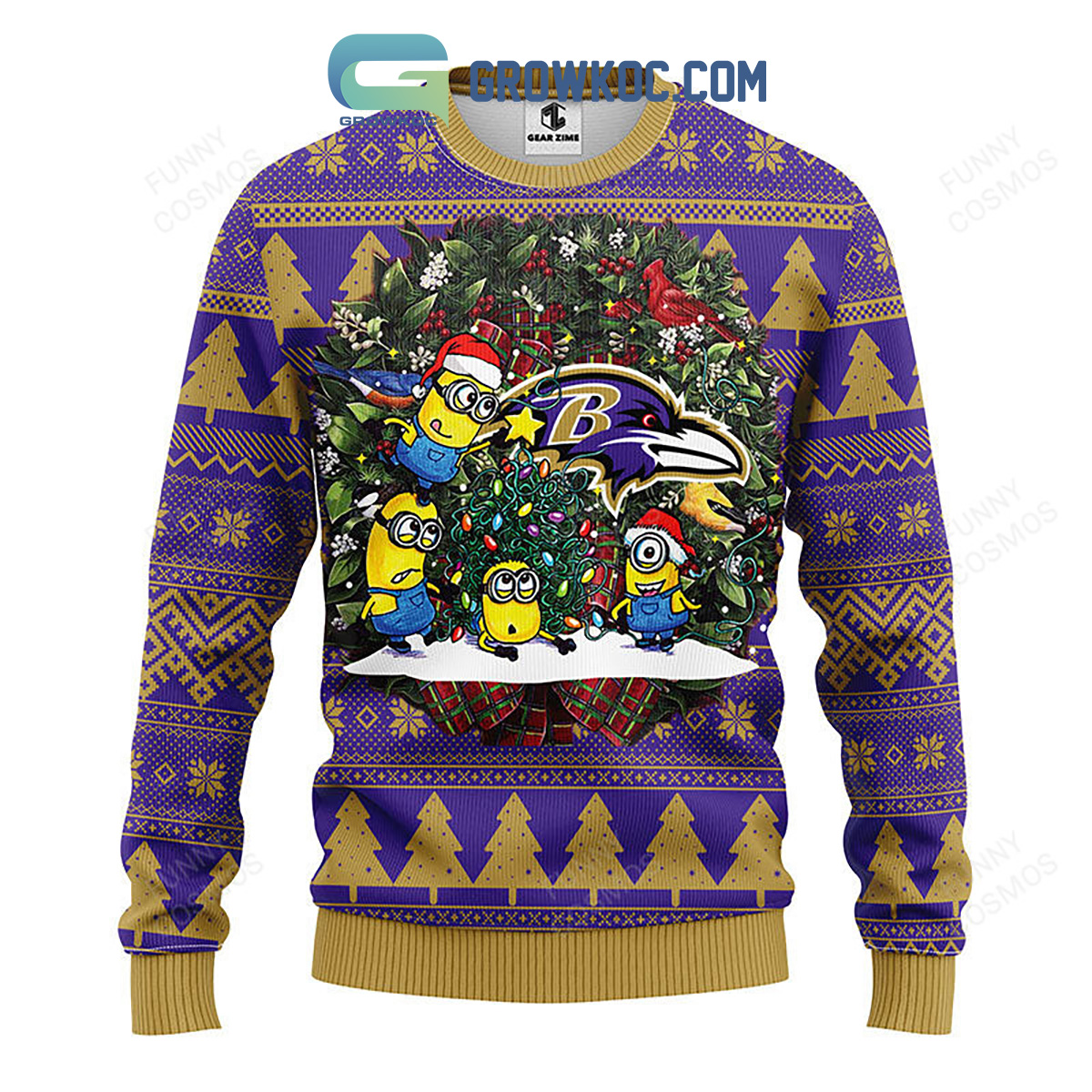 Baltimore Ravens Minion Christmas Ugly Sweater2B1 Q7PCk