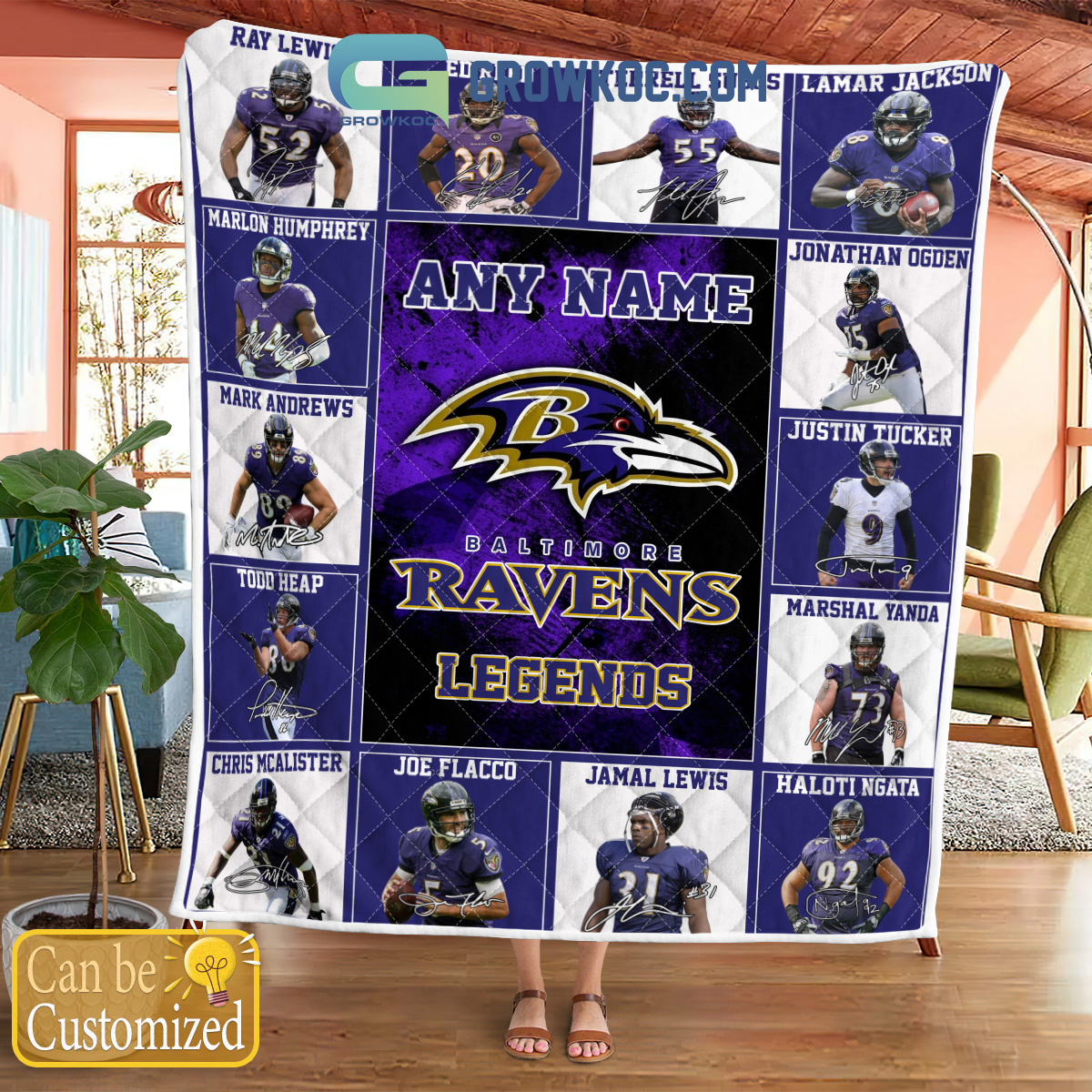 Baltimore Ravens NFL Legends In History Personalized Fleece Blanket Quilt2B1 c4xSm